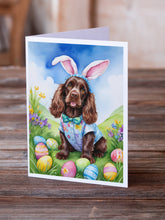 Load image into Gallery viewer, Cocker Spaniel Easter Egg Hunt Greeting Cards - Blank Note Cards – 8-Pack of Artist-Designed Cards with Envelopes