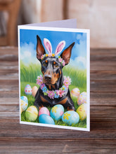 Load image into Gallery viewer, Doberman Pinscher Easter Egg Hunt Greeting Cards - Blank Note Cards – 8-Pack of Artist-Designed Cards with Envelopes