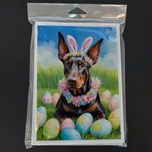 Load image into Gallery viewer, Doberman Pinscher Easter Egg Hunt Greeting Cards - Blank Note Cards – 8-Pack of Artist-Designed Cards with Envelopes