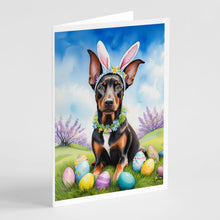 Load image into Gallery viewer, Doberman Pinscher Easter Egg Hunt Greeting Cards - Blank Note Cards – 8-Pack of Artist-Designed Cards with Envelopes