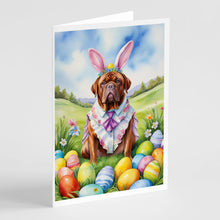 Load image into Gallery viewer, Dogue de Bordeaux Easter Egg Hunt Greeting Cards - Blank Note Cards – 8-Pack of Artist-Designed Cards with Envelopes