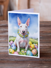 Load image into Gallery viewer, English Bull Terrier Easter Egg Hunt Greeting Cards - Blank Note Cards – 8-Pack of Artist-Designed Cards with Envelopes