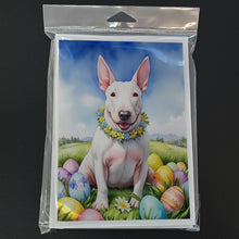 Load image into Gallery viewer, English Bull Terrier Easter Egg Hunt Greeting Cards - Blank Note Cards – 8-Pack of Artist-Designed Cards with Envelopes