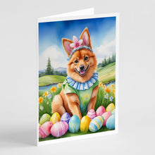 Load image into Gallery viewer, Finnish Spitz Easter Egg Hunt Greeting Cards - Blank Note Cards – 8-Pack of Artist-Designed Cards with Envelopes