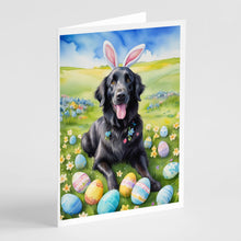 Load image into Gallery viewer, Flat-Coated Retriever Easter Egg Hunt Greeting Cards - Blank Note Cards – 8-Pack of Artist-Designed Cards with Envelopes