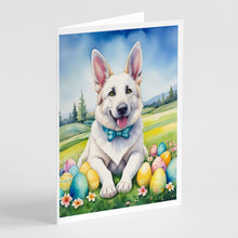 Load image into Gallery viewer, White German Shepherd Easter Egg Hunt Greeting Cards - Blank Note Cards – 8-Pack of Artist-Designed Cards with Envelopes