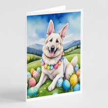 Load image into Gallery viewer, White German Shepherd Easter Egg Hunt Greeting Cards - Blank Note Cards – 8-Pack of Artist-Designed Cards with Envelopes