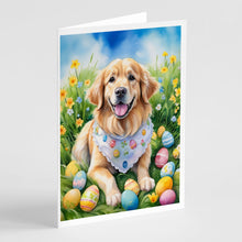 Load image into Gallery viewer, Golden Retriever Easter Egg Hunt Greeting Cards - Blank Note Cards – 8-Pack of Artist-Designed Cards with Envelopes