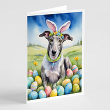 Load image into Gallery viewer, Greyhound Easter Egg Hunt Greeting Cards - Blank Note Cards – 8-Pack of Artist-Designed Cards with Envelopes