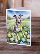 Load image into Gallery viewer, Greyhound Easter Egg Hunt Greeting Cards - Blank Note Cards – 8-Pack of Artist-Designed Cards with Envelopes
