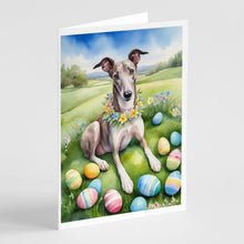 Load image into Gallery viewer, Greyhound Easter Egg Hunt Greeting Cards - Blank Note Cards – 8-Pack of Artist-Designed Cards with Envelopes