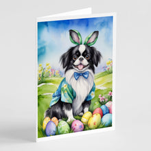 Load image into Gallery viewer, Japanese Chin Easter Egg Hunt Greeting Cards - Blank Note Cards – 8-Pack of Artist-Designed Cards with Envelopes