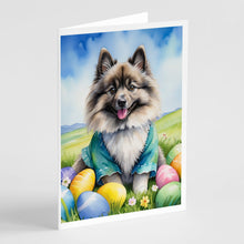 Load image into Gallery viewer, Keeshond Easter Egg Hunt Greeting Cards - Blank Note Cards – 8-Pack of Artist-Designed Cards with Envelopes