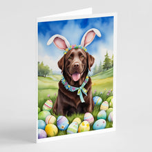 Load image into Gallery viewer, Chocolate Labrador Retriever Easter Egg Hunt Greeting Cards - Blank Note Cards – 8-Pack of Artist-Designed Cards with Envelopes