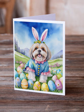 Load image into Gallery viewer, Lhasa Apso Easter Egg Hunt Greeting Cards - Blank Note Cards – 8-Pack of Artist-Designed Cards with Envelopes