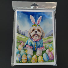 Load image into Gallery viewer, Lhasa Apso Easter Egg Hunt Greeting Cards - Blank Note Cards – 8-Pack of Artist-Designed Cards with Envelopes