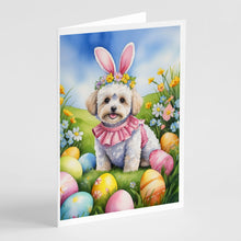 Load image into Gallery viewer, Maltipoo Easter Egg Hunt Greeting Cards - Blank Note Cards – 8-Pack of Artist-Designed Cards with Envelopes