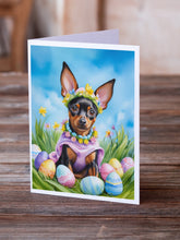 Load image into Gallery viewer, Miniature Pinscher Easter Egg Hunt Greeting Cards - Blank Note Cards – 8-Pack of Artist-Designed Cards with Envelopes
