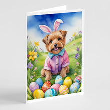 Load image into Gallery viewer, Norfolk Terrier Easter Egg Hunt Greeting Cards - Blank Note Cards – 8-Pack of Artist-Designed Cards with Envelopes