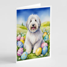 Load image into Gallery viewer, Old English Sheepdog Easter Egg Hunt Greeting Cards - Blank Note Cards – 8-Pack of Artist-Designed Cards with Envelopes