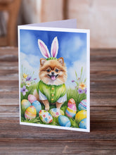 Load image into Gallery viewer, Pomeranian Easter Egg Hunt Greeting Cards - Blank Note Cards – 8-Pack of Artist-Designed Cards with Envelopes
