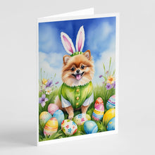 Load image into Gallery viewer, Pomeranian Easter Egg Hunt Greeting Cards - Blank Note Cards – 8-Pack of Artist-Designed Cards with Envelopes