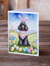 Load image into Gallery viewer, Black Poodle Easter Egg Hunt Greeting Cards - Blank Note Cards – 8-Pack of Artist-Designed Cards with Envelopes