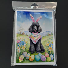 Load image into Gallery viewer, Black Poodle Easter Egg Hunt Greeting Cards - Blank Note Cards – 8-Pack of Artist-Designed Cards with Envelopes