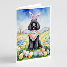 Load image into Gallery viewer, Black Poodle Easter Egg Hunt Greeting Cards - Blank Note Cards – 8-Pack of Artist-Designed Cards with Envelopes