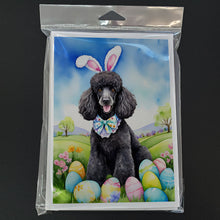 Load image into Gallery viewer, Black Poodle Easter Egg Hunt Greeting Cards - Blank Note Cards – 8-Pack of Artist-Designed Cards with Envelopes