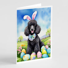 Load image into Gallery viewer, Black Poodle Easter Egg Hunt Greeting Cards - Blank Note Cards – 8-Pack of Artist-Designed Cards with Envelopes