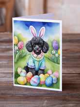 Load image into Gallery viewer, Black Poodle Easter Egg Hunt Greeting Cards - Blank Note Cards – 8-Pack of Artist-Designed Cards with Envelopes