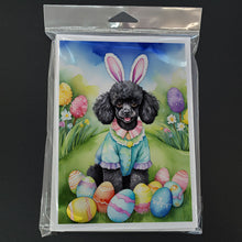Load image into Gallery viewer, Black Poodle Easter Egg Hunt Greeting Cards - Blank Note Cards – 8-Pack of Artist-Designed Cards with Envelopes