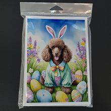 Load image into Gallery viewer, Chocolate Poodle Easter Egg Hunt Greeting Cards - Blank Note Cards – 8-Pack of Artist-Designed Cards with Envelopes