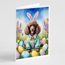 Load image into Gallery viewer, Chocolate Poodle Easter Egg Hunt Greeting Cards - Blank Note Cards – 8-Pack of Artist-Designed Cards with Envelopes