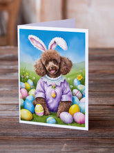 Load image into Gallery viewer, Chocolate Poodle Easter Egg Hunt Greeting Cards - Blank Note Cards – 8-Pack of Artist-Designed Cards with Envelopes