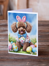Load image into Gallery viewer, Chocolate Poodle Easter Egg Hunt Greeting Cards - Blank Note Cards – 8-Pack of Artist-Designed Cards with Envelopes