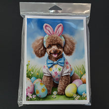 Load image into Gallery viewer, Chocolate Poodle Easter Egg Hunt Greeting Cards - Blank Note Cards – 8-Pack of Artist-Designed Cards with Envelopes