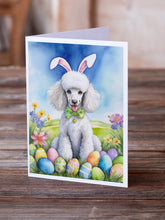 Load image into Gallery viewer, White Poodle Easter Egg Hunt Greeting Cards - Blank Note Cards – 8-Pack of Artist-Designed Cards with Envelopes