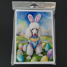 Load image into Gallery viewer, White Poodle Easter Egg Hunt Greeting Cards - Blank Note Cards – 8-Pack of Artist-Designed Cards with Envelopes