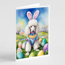 Load image into Gallery viewer, White Poodle Easter Egg Hunt Greeting Cards - Blank Note Cards – 8-Pack of Artist-Designed Cards with Envelopes