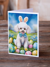 Load image into Gallery viewer, White Poodle Easter Egg Hunt Greeting Cards - Blank Note Cards – 8-Pack of Artist-Designed Cards with Envelopes