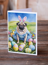 Load image into Gallery viewer, Pug Easter Egg Hunt Greeting Cards - Blank Note Cards – 8-Pack of Artist-Designed Cards with Envelopes