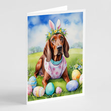 Load image into Gallery viewer, Redbone Coonhound Easter Egg Hunt Greeting Cards - Blank Note Cards – 8-Pack of Artist-Designed Cards with Envelopes