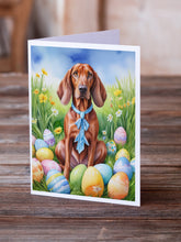 Load image into Gallery viewer, Redbone Coonhound Easter Egg Hunt Greeting Cards - Blank Note Cards – 8-Pack of Artist-Designed Cards with Envelopes