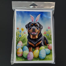 Load image into Gallery viewer, Rottweiler Easter Egg Hunt Greeting Cards - Blank Note Cards – 8-Pack of Artist-Designed Cards with Envelopes