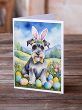 Load image into Gallery viewer, Schnauzer Easter Egg Hunt Greeting Cards - Blank Note Cards – 8-Pack of Artist-Designed Cards with Envelopes
