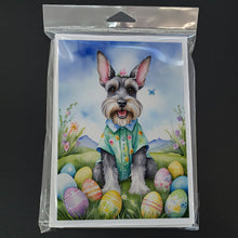 Load image into Gallery viewer, Schnauzer Easter Egg Hunt Greeting Cards - Blank Note Cards – 8-Pack of Artist-Designed Cards with Envelopes