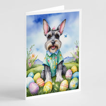Load image into Gallery viewer, Schnauzer Easter Egg Hunt Greeting Cards - Blank Note Cards – 8-Pack of Artist-Designed Cards with Envelopes