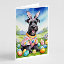 Load image into Gallery viewer, Schnauzer Easter Egg Hunt Greeting Cards - Blank Note Cards – 8-Pack of Artist-Designed Cards with Envelopes